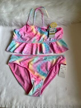 Breaking Waves Girls Peplum Tankini Top & Scoop Bottom Swimsuit. Size 14. NWT.